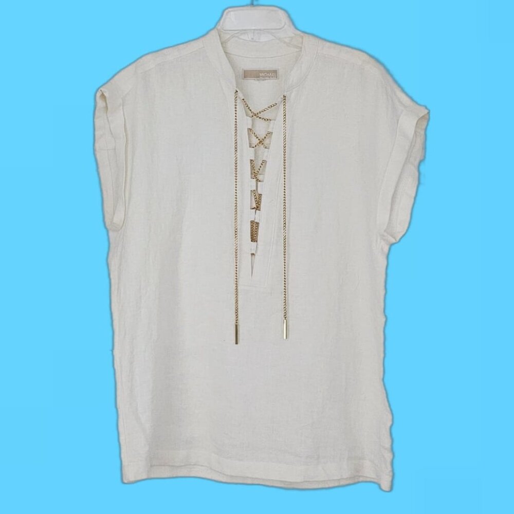 MICHAEL KORS Linen Top - with Chain Detail - Picture 12 of 15